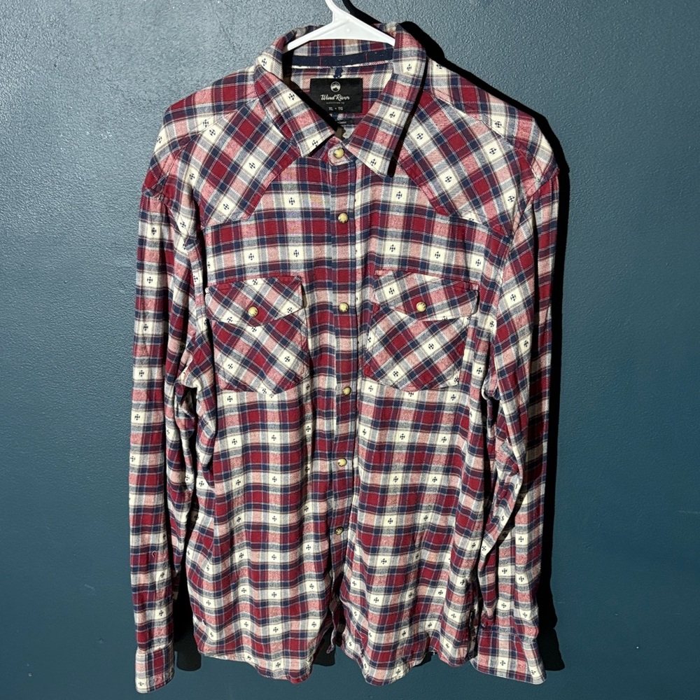Plaid Button-Down Shirt in Red and Blue